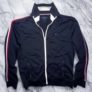 Tommy Hilfiger Track Jacket - Navy Blue with Red & White Stripes - Men’s Medium